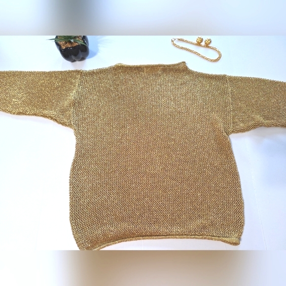 Cache Gold Shiny Glitter Mesh Top - Picture 10 of 16